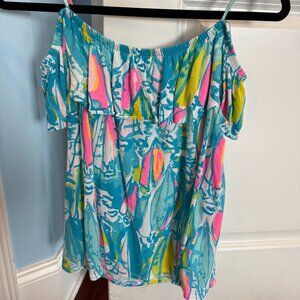 LILLY PULITZER OFF THE SHOULDER TOP WITH STRAPS, SIZE SMALL
